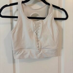 Sports Bra Calia Carrie Underwood White size M Lace Cutout Boho Activewear
